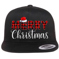 Merry Christmas Buffalo Plaid Red Santa Hat Pajama  Flat Bill Trucker Hat