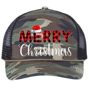 Merry Christmas Buffalo Plaid Red Santa Hat Pajama  Retro Rope Trucker Hat Cap