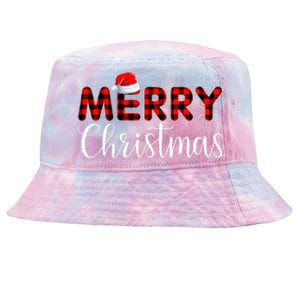 Merry Christmas Buffalo Plaid Red Santa Hat Pajama  Tie-Dyed Bucket Hat