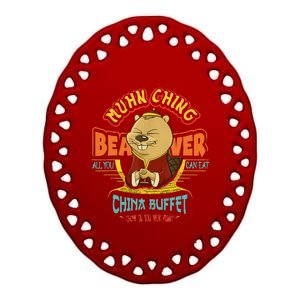 Muhn Ching Beaver All You Can Eat China Buffet Chow Ceramic Oval Ornament