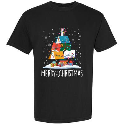 Merry Christmas Books Tree Xmas Book Lovers Gift Garment-Dyed Heavyweight T-Shirt