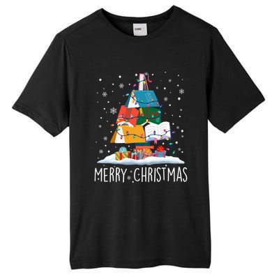 Merry Christmas Books Tree Xmas Book Lovers Gift Tall Fusion ChromaSoft Performance T-Shirt