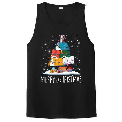 Merry Christmas Books Tree Xmas Book Lovers Gift PosiCharge Competitor Tank