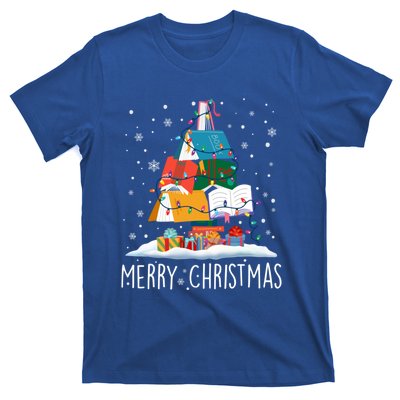 Merry Christmas Books Tree Xmas Book Lovers Gift T-Shirt