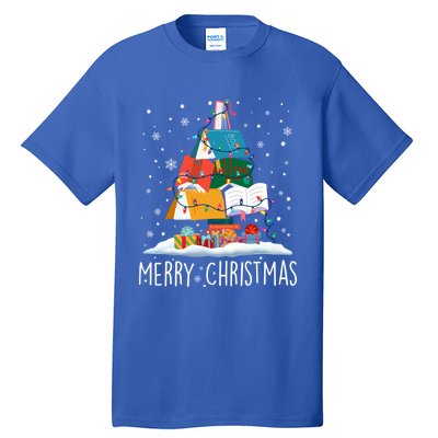 Merry Christmas Books Tree Xmas Book Lovers Gift Tall T-Shirt