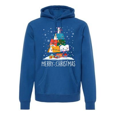 Merry Christmas Books Tree Xmas Book Lovers Gift Premium Hoodie