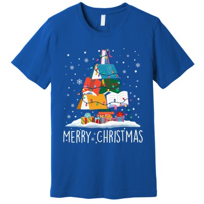 Merry Christmas Books Tree Xmas Book Lovers Gift Premium T-Shirt