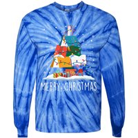 Merry Christmas Books Tree Xmas Book Lovers Gift Tie-Dye Long Sleeve Shirt