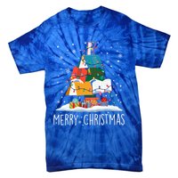 Merry Christmas Books Tree Xmas Book Lovers Gift Tie-Dye T-Shirt