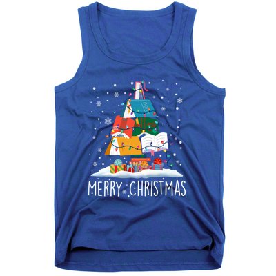 Merry Christmas Books Tree Xmas Book Lovers Gift Tank Top