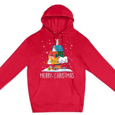 Merry Christmas Books Tree Xmas Book Lovers Gift Premium Pullover Hoodie