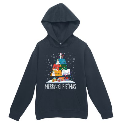 Merry Christmas Books Tree Xmas Book Lovers Gift Urban Pullover Hoodie