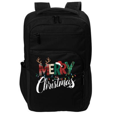 Merry Christmas Buffalo Black And White Plaid For Impact Tech Backpack