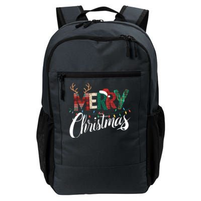 Merry Christmas Buffalo Black And White Plaid For Daily Commute Backpack