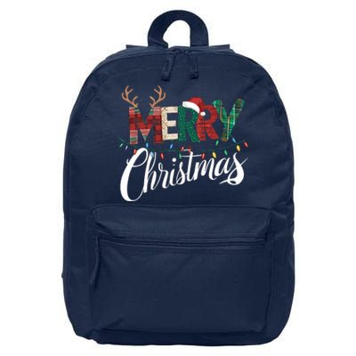 Merry Christmas Buffalo Black And White Plaid For 16 in Basic Backpack