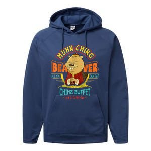 Muhn Ching Beaver All You Can Eat China Buffet Chow Performance Fleece Hoodie