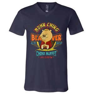 Muhn Ching Beaver All You Can Eat China Buffet Chow V-Neck T-Shirt