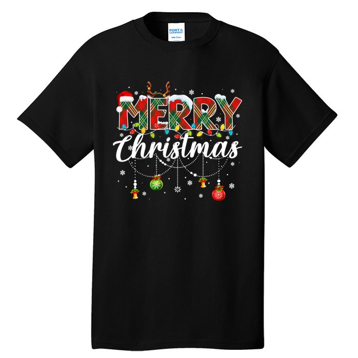 Merry Christmas Buffalo Plaid Family Xmas Tall T-Shirt