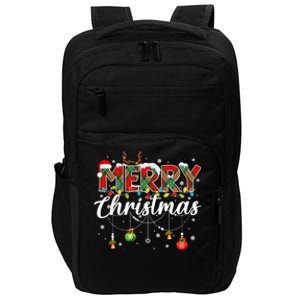 Merry Christmas Buffalo Plaid Family Xmas Impact Tech Backpack