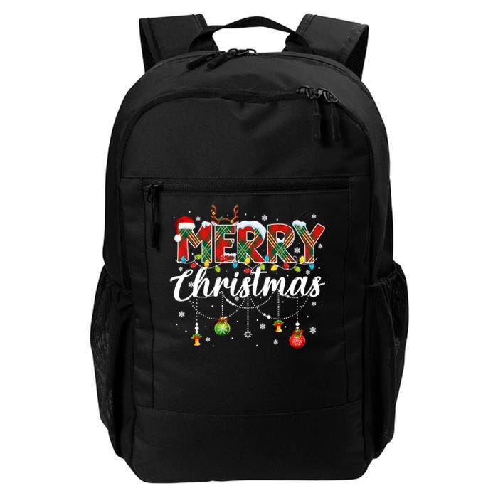 Merry Christmas Buffalo Plaid Family Xmas Daily Commute Backpack