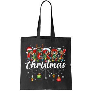 Merry Christmas Buffalo Plaid Family Xmas Tote Bag