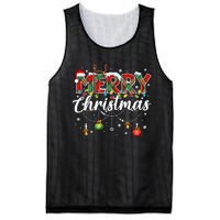 Merry Christmas Buffalo Plaid Family Xmas Mesh Reversible Basketball Jersey Tank