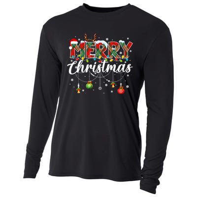 Merry Christmas Buffalo Plaid Family Xmas Cooling Performance Long Sleeve Crew