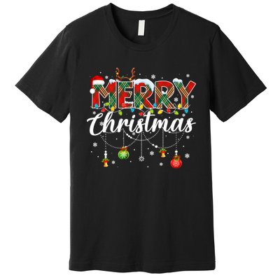 Merry Christmas Buffalo Plaid Family Xmas Premium T-Shirt