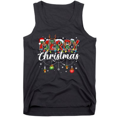 Merry Christmas Buffalo Plaid Family Xmas Tank Top