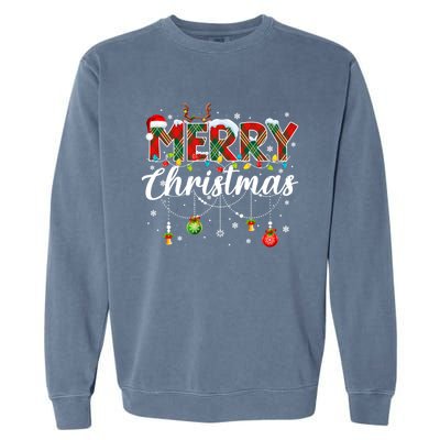 Merry Christmas Buffalo Plaid Family Xmas Garment-Dyed Sweatshirt