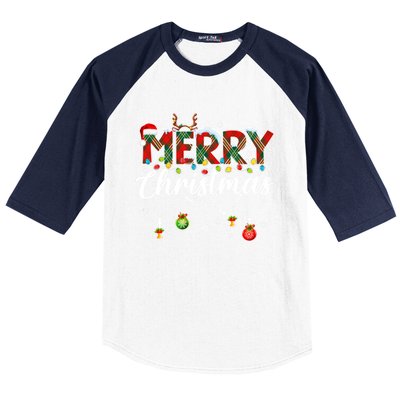 Merry Christmas Buffalo Plaid Family Xmas Baseball Sleeve Shirt