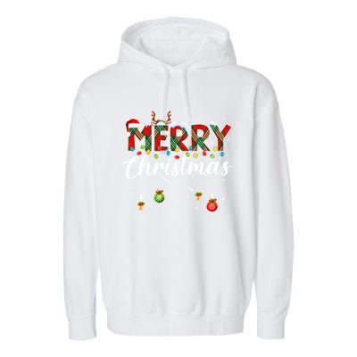 Merry Christmas Buffalo Plaid Family Xmas Garment-Dyed Fleece Hoodie