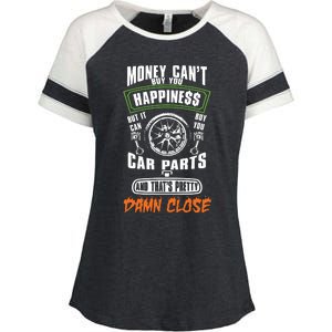 Money Cant Buy Happiness But It Can Buy Car Parts Enza Ladies Jersey Colorblock Tee