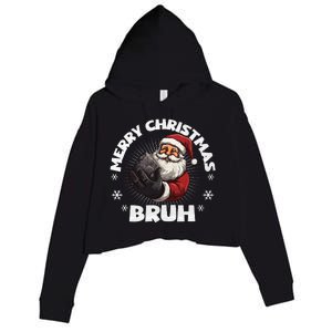 Merry Christmas Bruh Funny Naughty List Coal XMas  Crop Fleece Hoodie