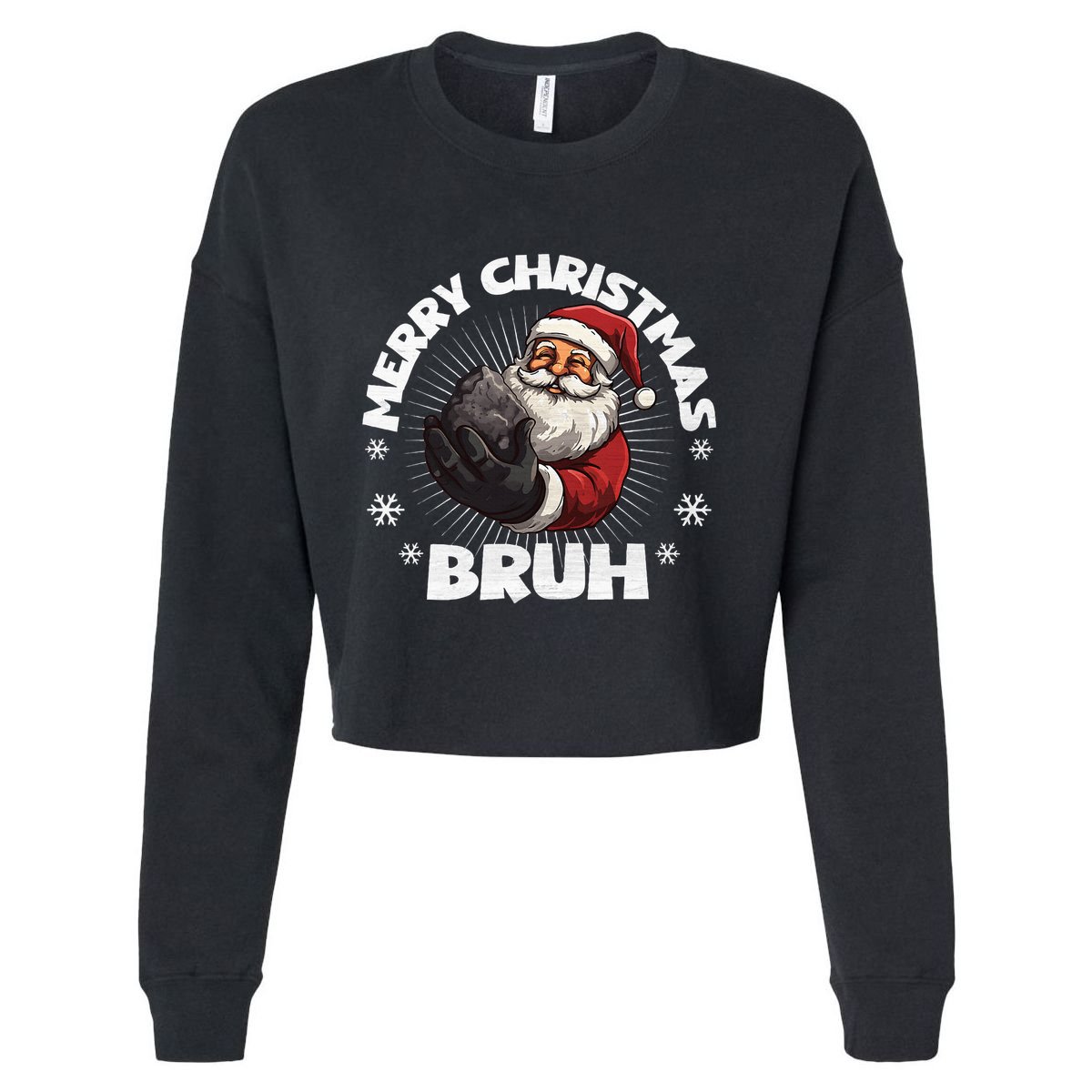 Merry Christmas Bruh Funny Naughty List Coal XMas  Cropped Pullover Crew