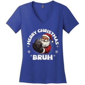 Merry Christmas Bruh Funny Naughty List Coal XMas  Women's V-Neck T-Shirt