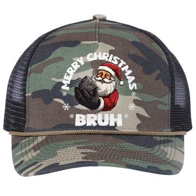 Merry Christmas Bruh Funny Naughty List Coal XMas  Retro Rope Trucker Hat Cap