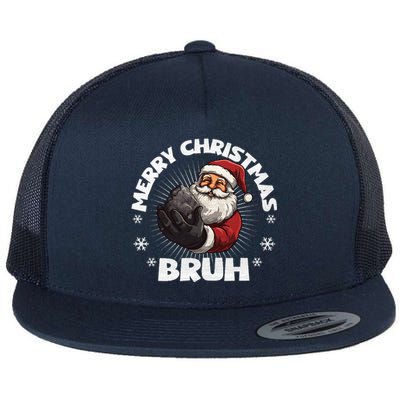 Merry Christmas Bruh Funny Naughty List Coal XMas  Flat Bill Trucker Hat