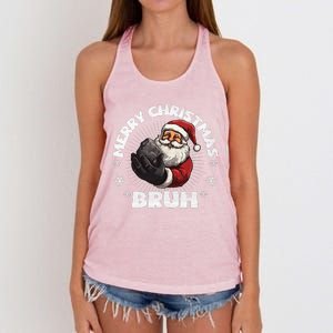 Merry Christmas Bruh Funny Naughty List Coal XMas  Women's Knotted Racerback Tank