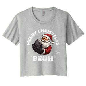 Merry Christmas Bruh Funny Naughty List Coal XMas  Women's Crop Top Tee