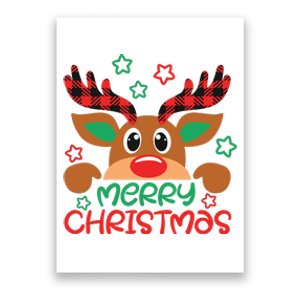 Merry Christmas Buffalo Plaid Reindeer Poster