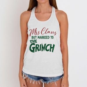 Mrs. Claus But Married To The Grinc Married Christmas Women's Knotted Racerback Tank