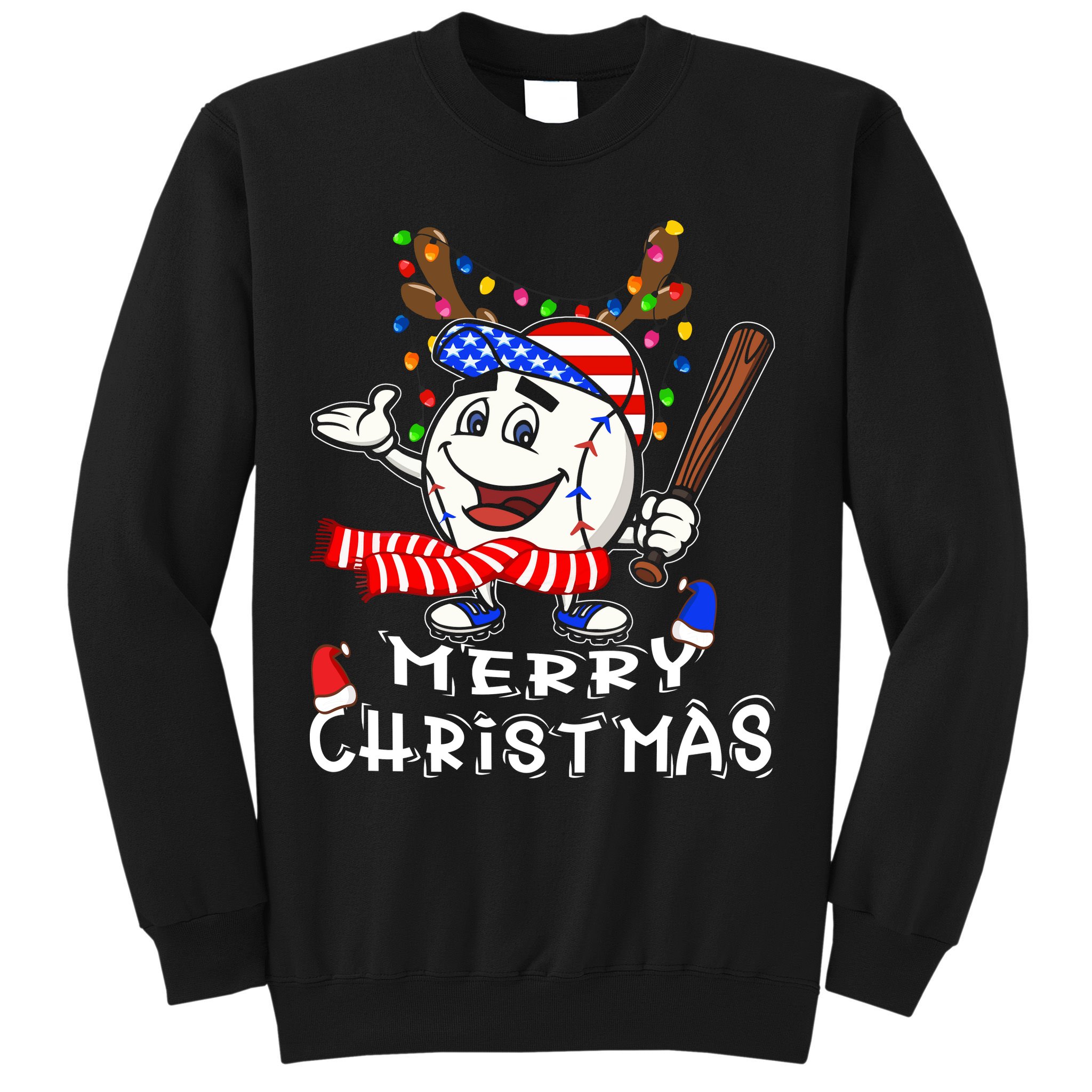 Merry Christmas Baseball For Boys Tollder Ball Santa Pajama Sweatshirt