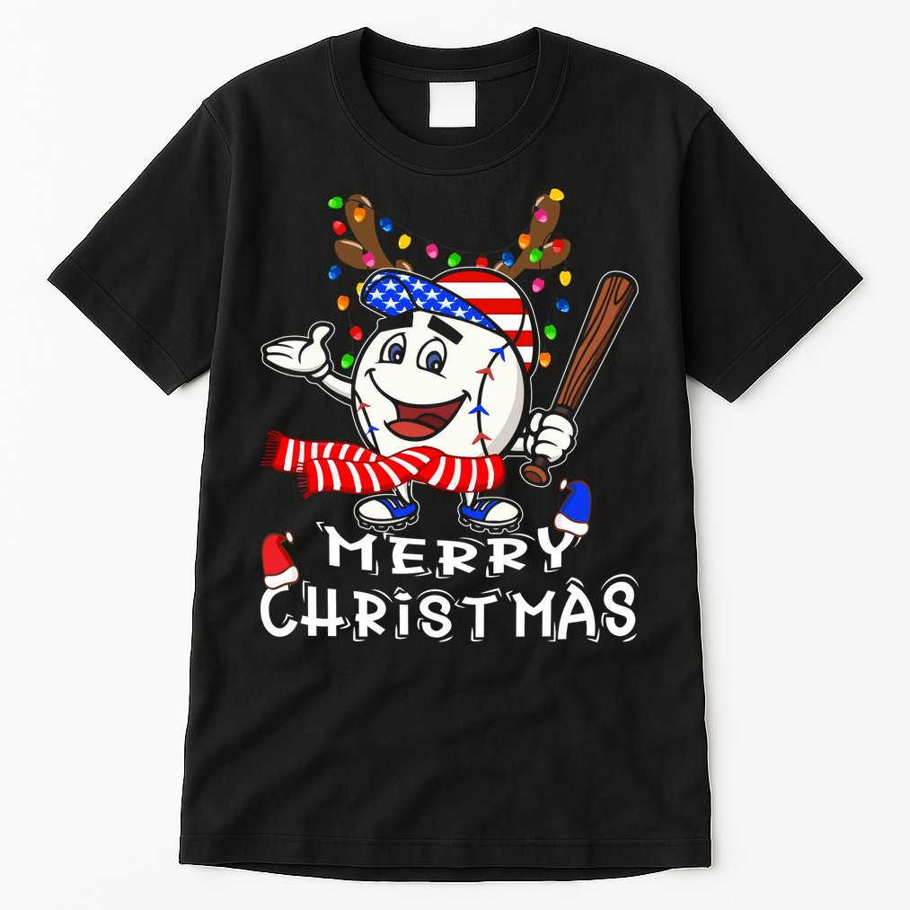 Merry Christmas Baseball For Boys Tollder Ball Santa Pajama Tall T-Shirt