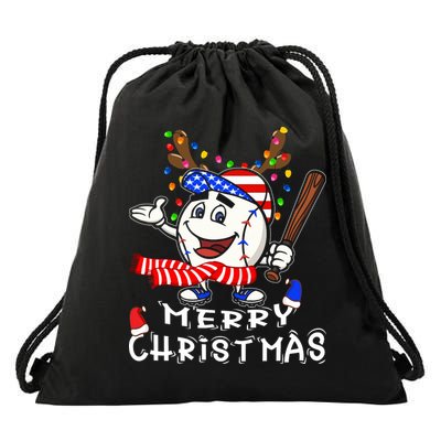 Merry Christmas Baseball For Boys Tollder Ball Santa Pajama Drawstring Bag