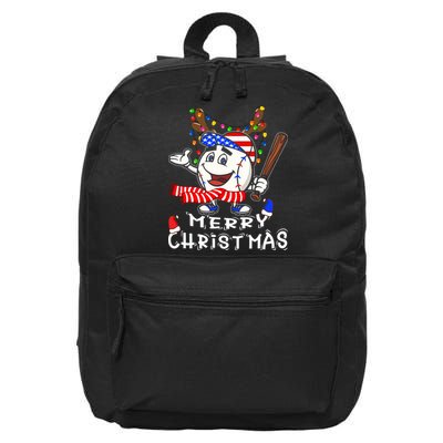 Merry Christmas Baseball For Boys Tollder Ball Santa Pajama 16 in Basic Backpack