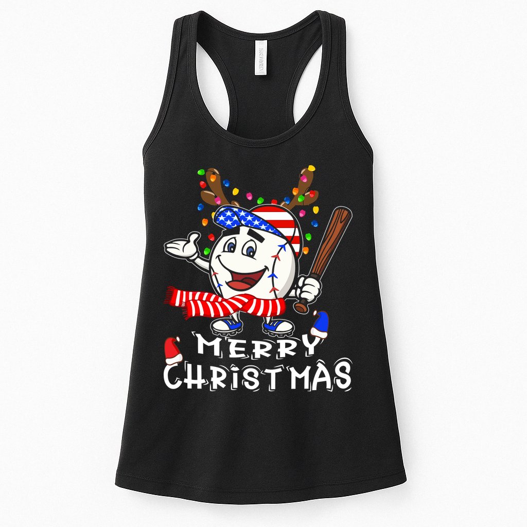 Merry Christmas Baseball For Boys Tollder Ball Santa Pajama Womens Tank Top