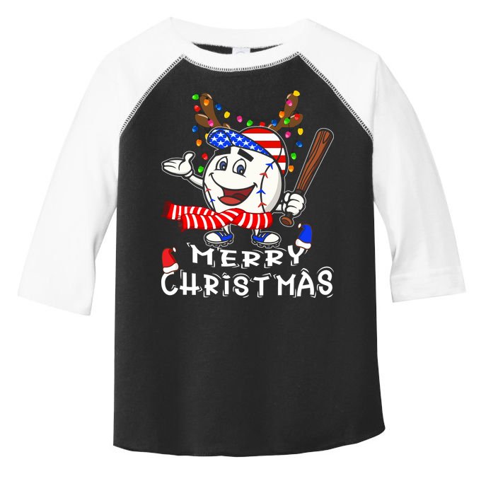 Merry Christmas Baseball For Boys Tollder Ball Santa Pajama Toddler Fine Jersey T-Shirt