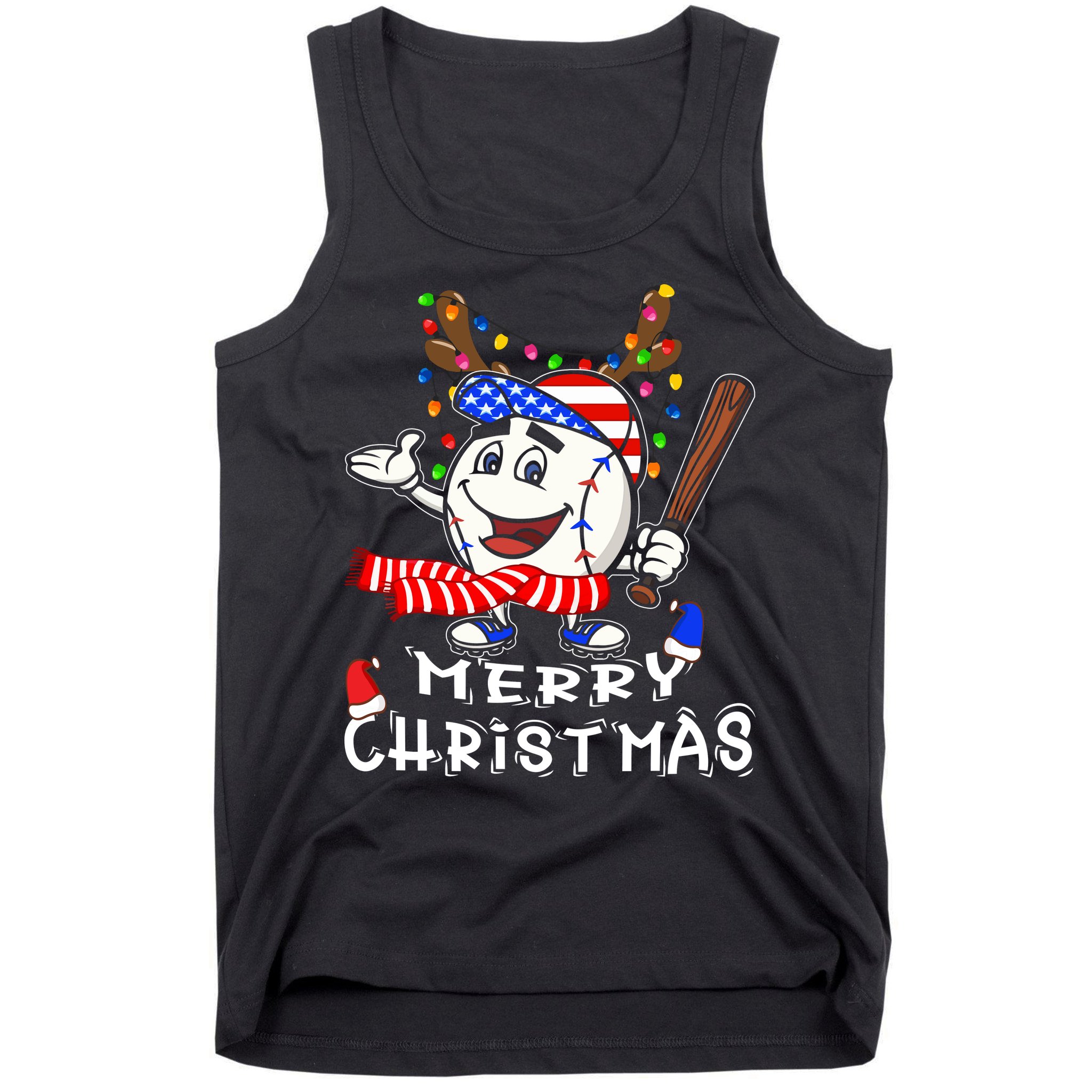 Merry Christmas Baseball For Boys Tollder Ball Santa Pajama Tank Top