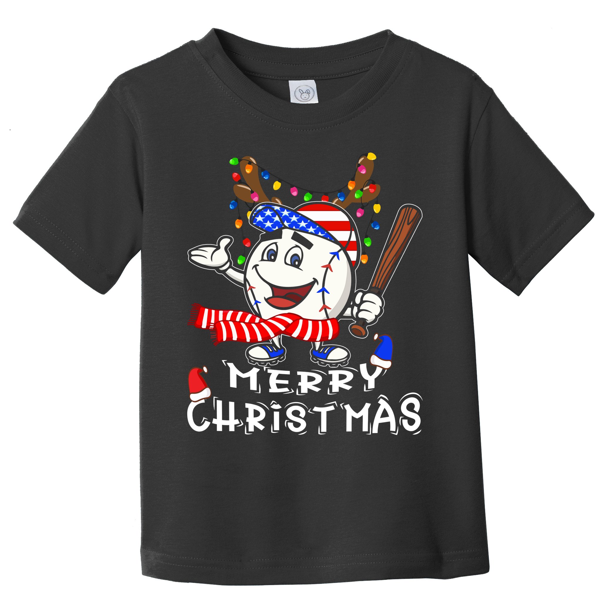 Merry Christmas Baseball For Boys Tollder Ball Santa Pajama Toddler T-Shirt